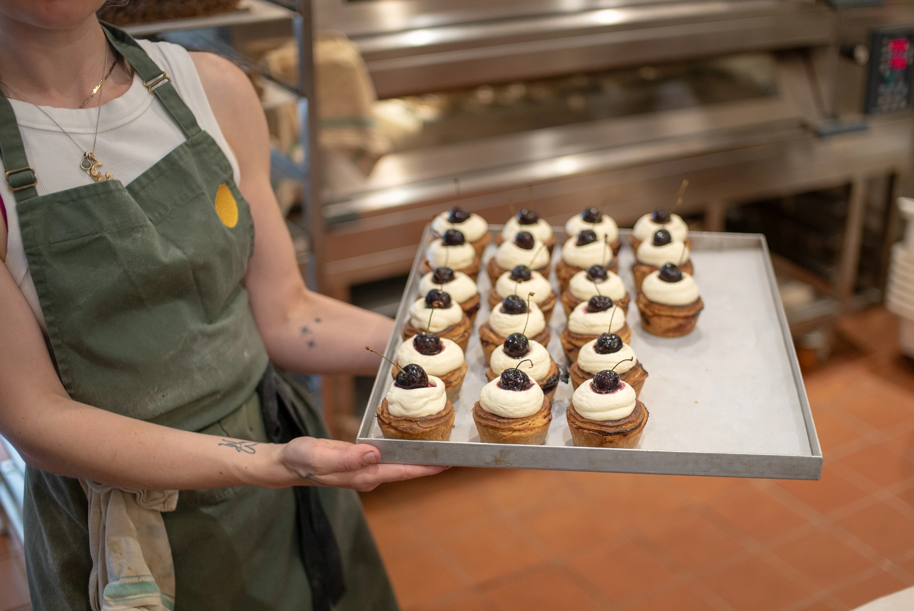 Cherry cakes at Quince Bakery's new Clementine caf&eacute;