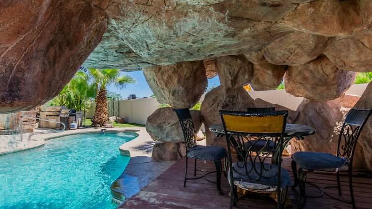Best for big groups: The north Vegas home with the waterfall pool Best for big groups: The north Vegas home with the waterfall pool