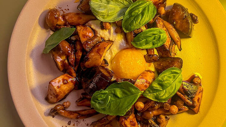 A plate of food.