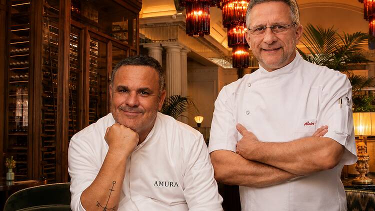 Chef Angel Leon and chef Alain Roux. 