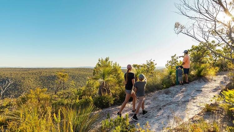 Mt Vane Lookout, North Stradbroke Island Family of four at lookout