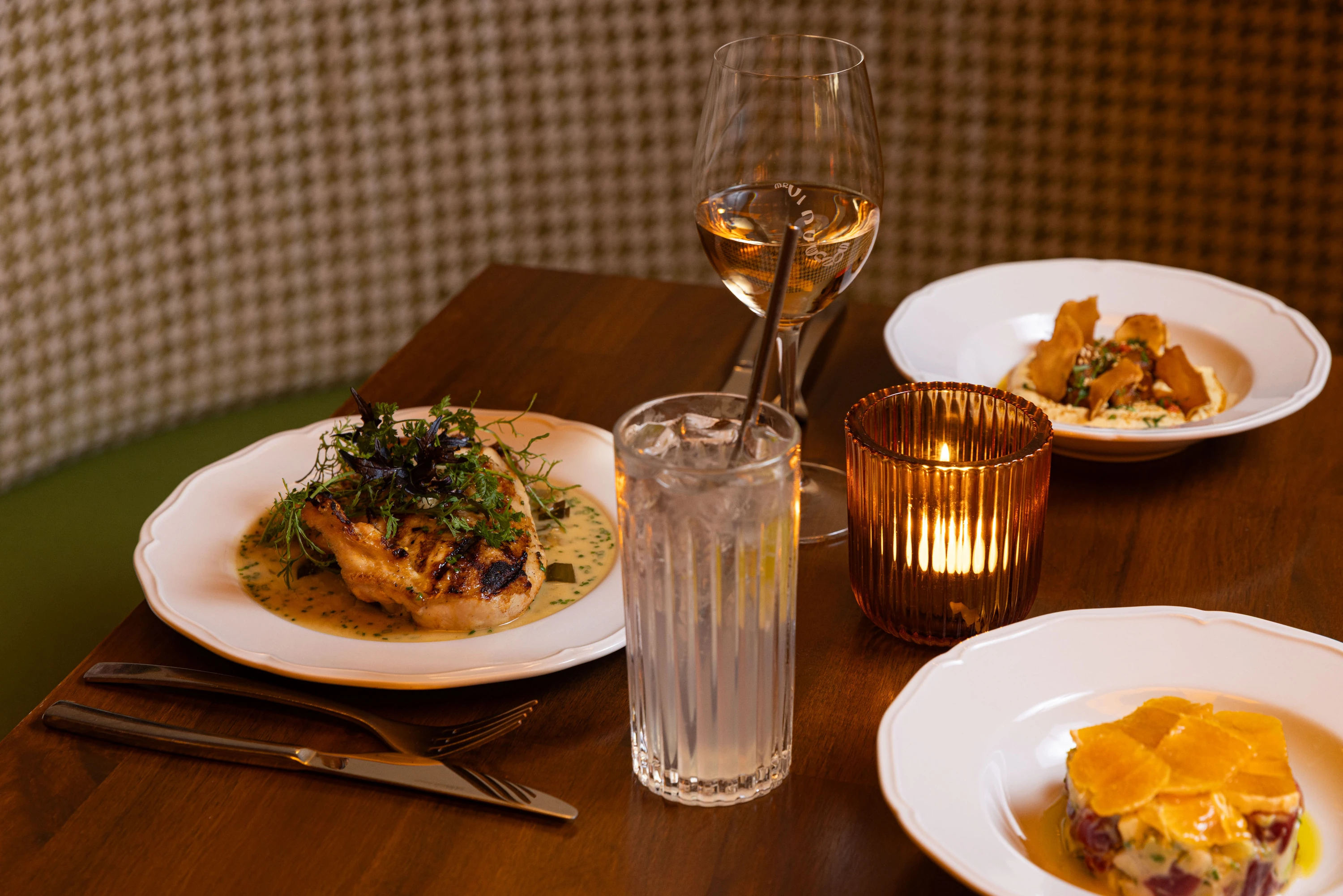 Assorted dishes and drinks at Mr Vincenzo's.