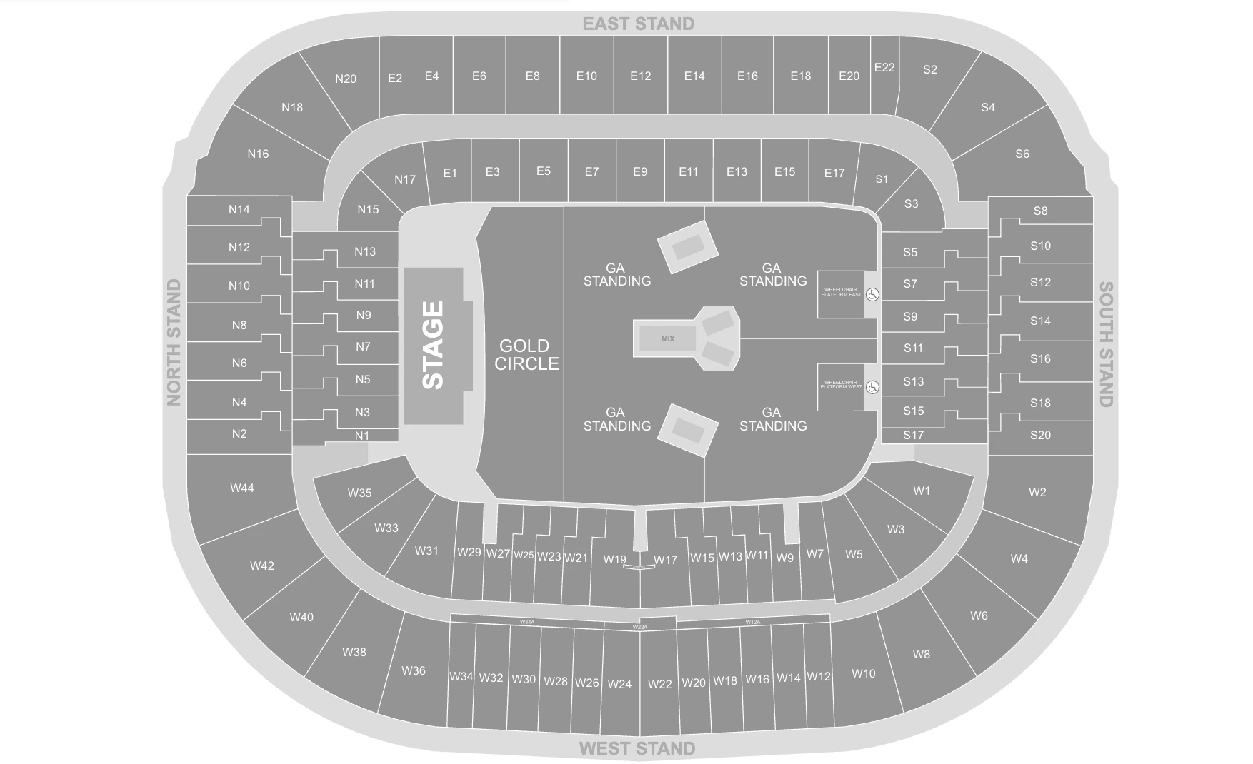 Murrayfield seating map for Bon Jovi