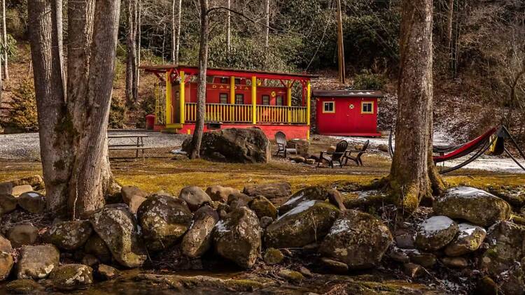Best for solo travelers: The lil’ red caboose by the creek Best for solo travelers: The lil’ red caboose by the creek