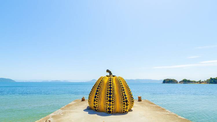 ‘Pumpkin’ by Yayoi Kusama, Naoshima Island in Kagawa Prefecture in Japan