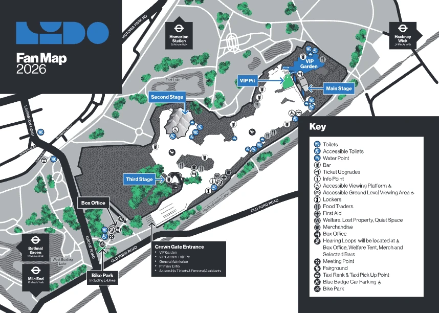 Lido Festival site map, 2026
