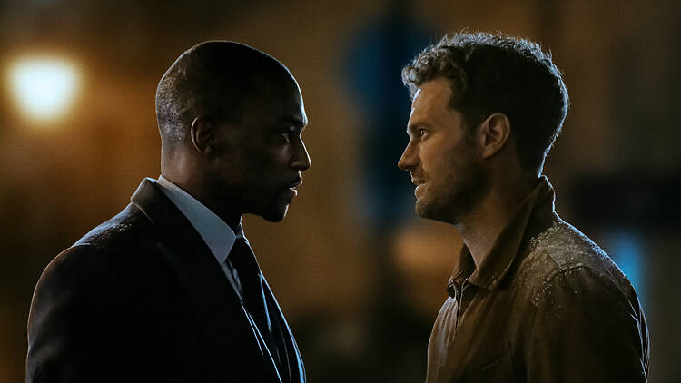 Anthony Mackey and Jamie Dornan in Apple TV's '12 12 12'