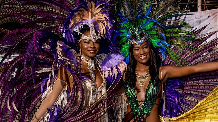 Masqueraders during a parade in Trinidad and Tobago
