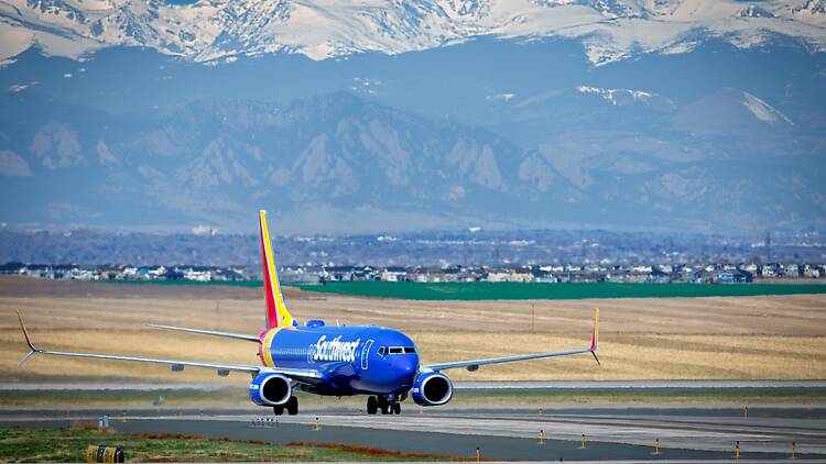 An aircraft on the taxi way at Denver International Airport An aircraft on the taxi way at Denver International Airport