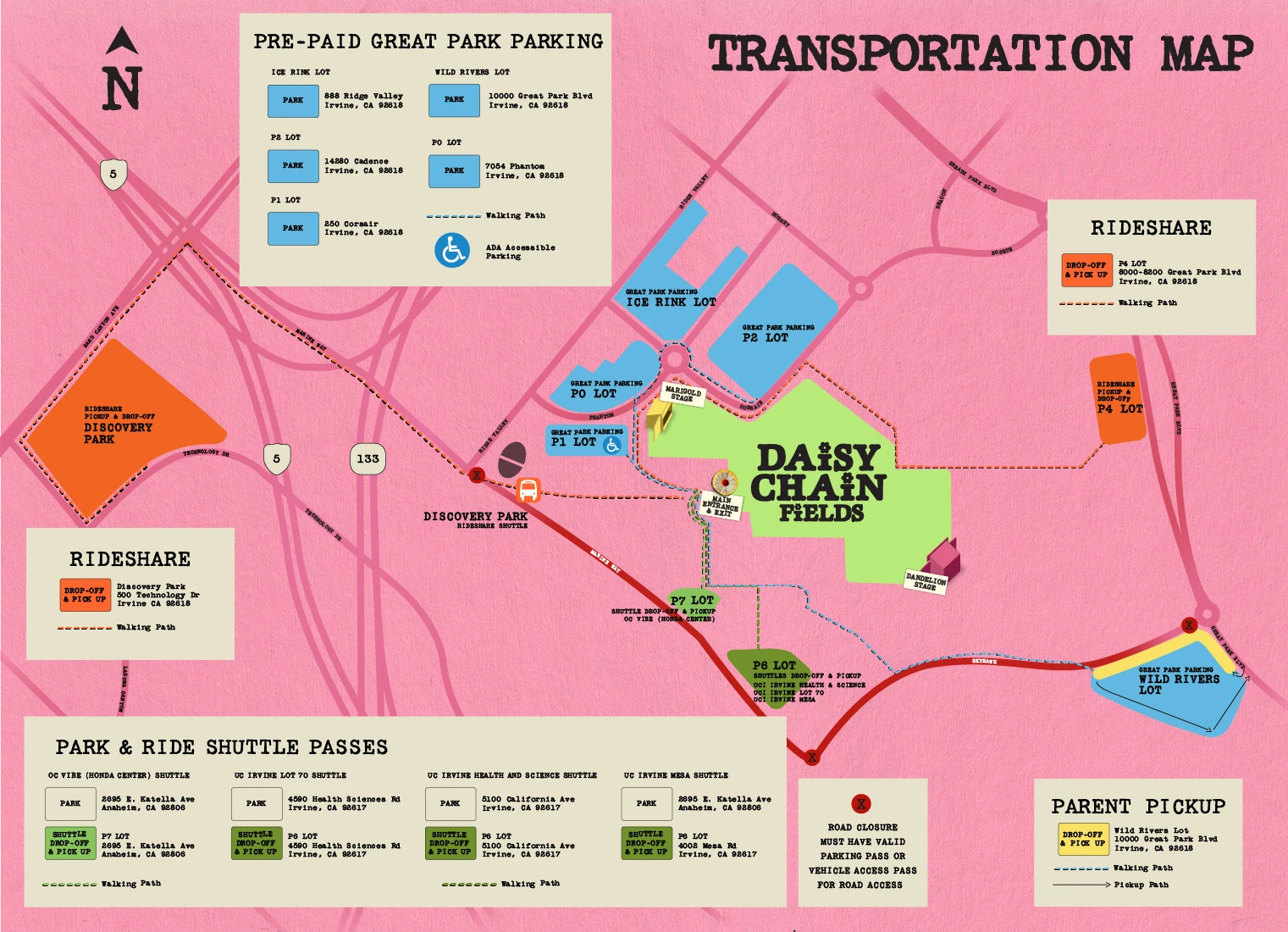 Daisy Chain Fields transportation map