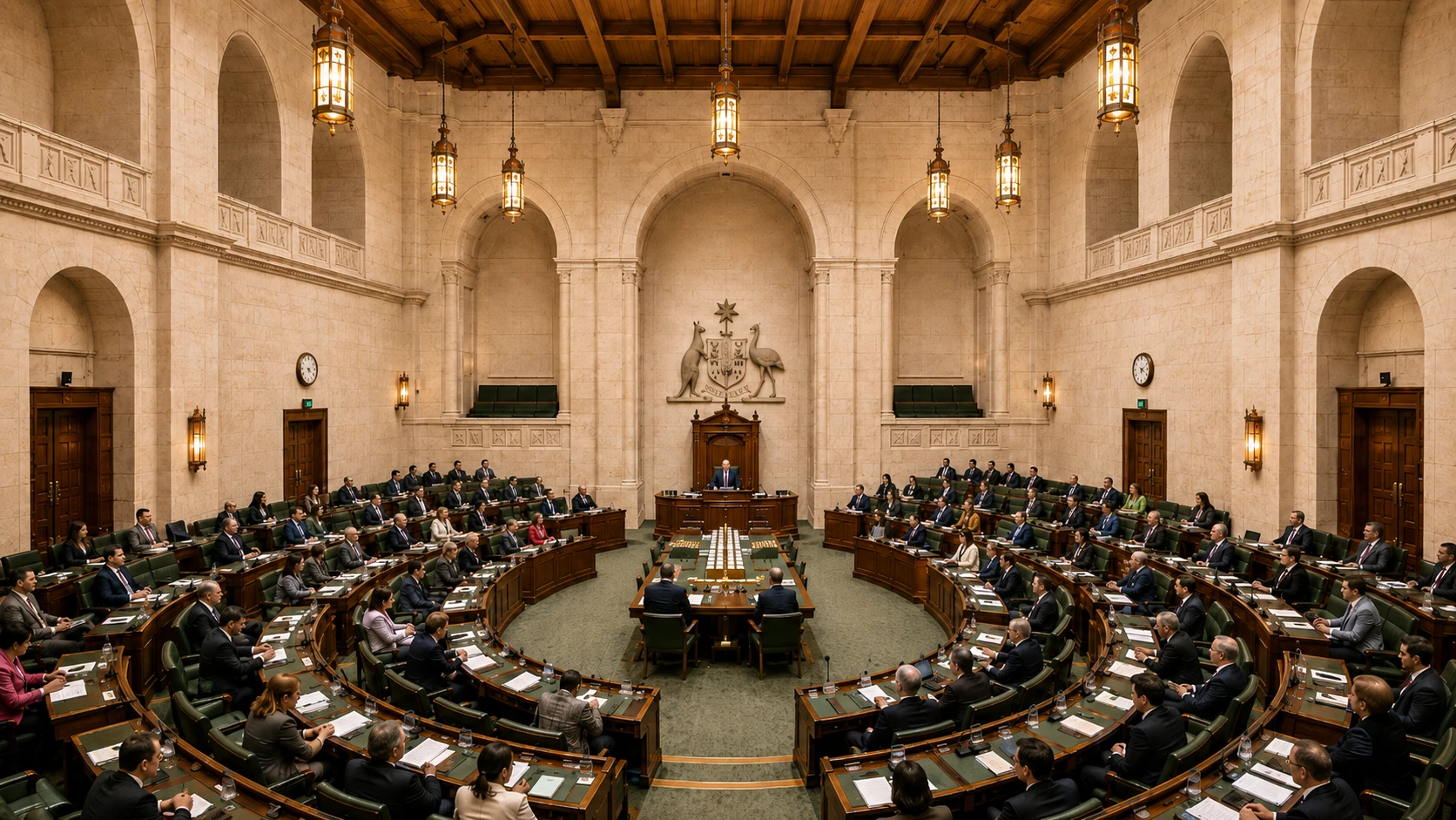 Render of House of Representatives based on Ernest Gimson&rsquo;s 1911 design