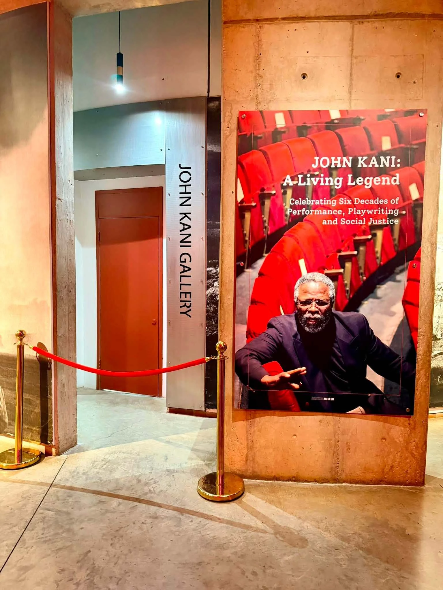 The temporary gallery at the Apartheid Museum is now permanent with a forever name, John Kani Gallery.