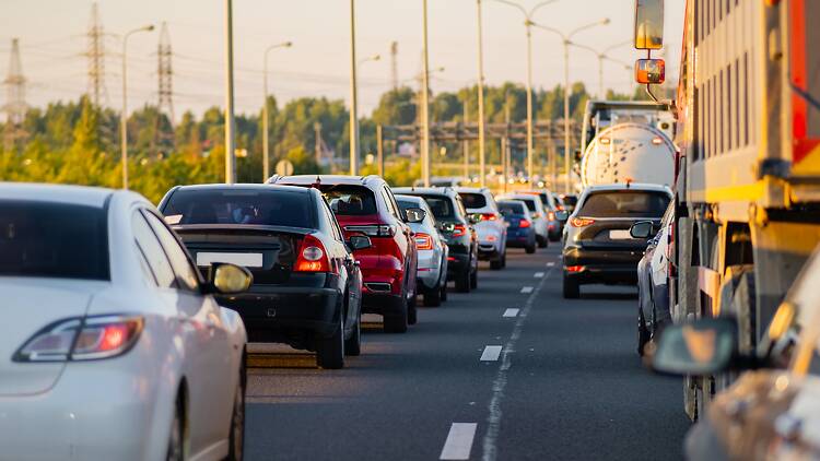 Traffic jam on a highway Traffic jam on a highway