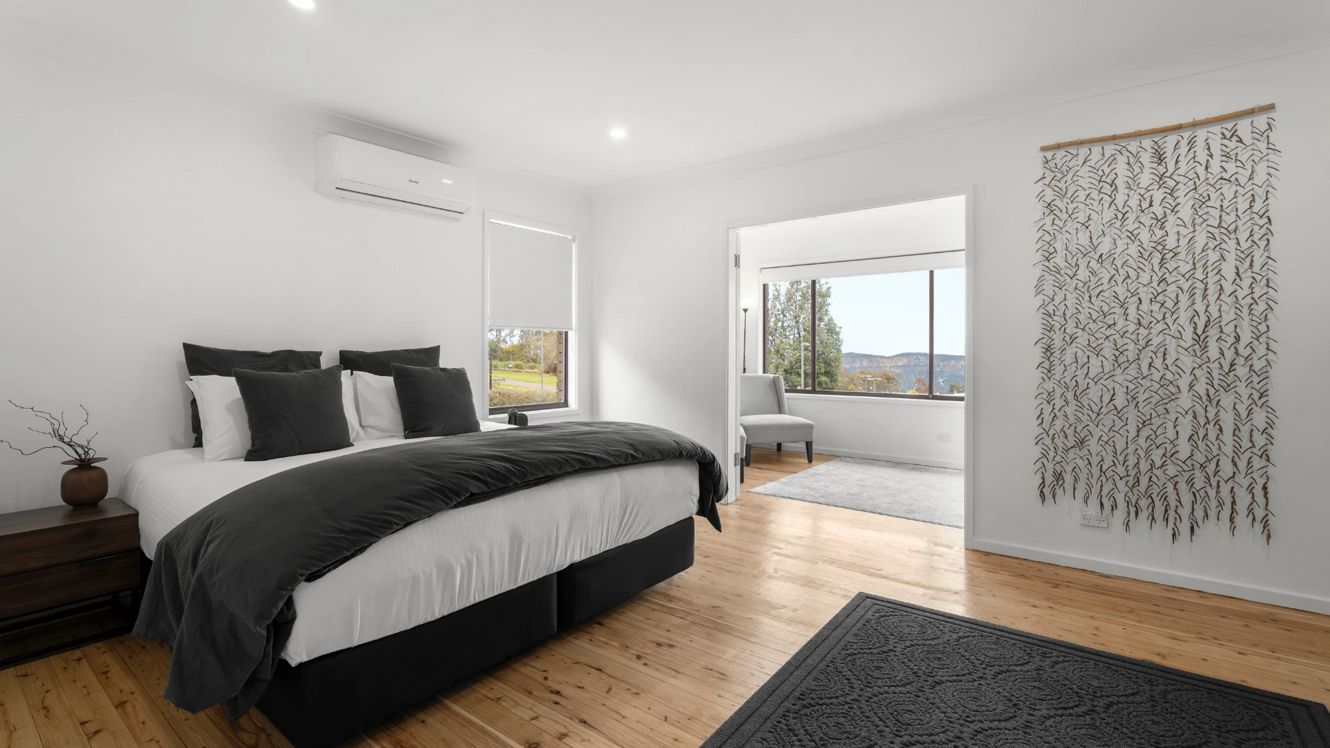 A bedroom inside MontBlu at Echo Point