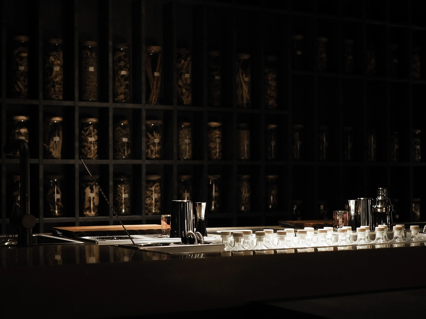 A dimly lit bar in Bangkok