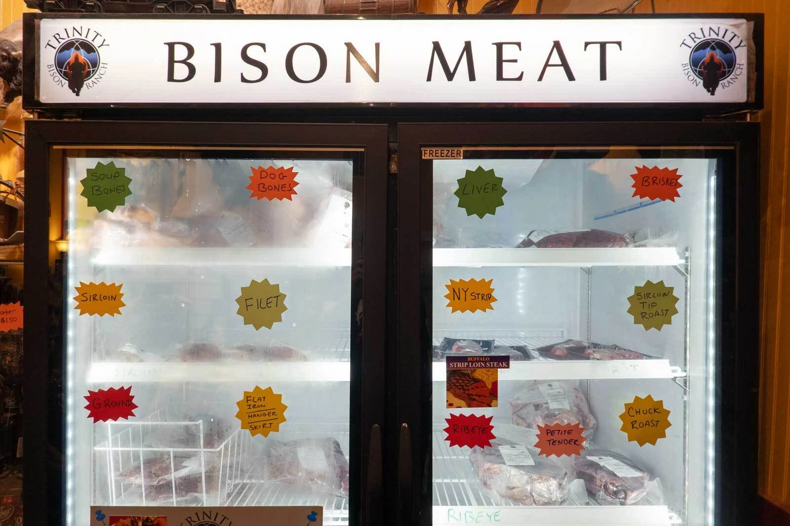 frozen bison meat sold at Buffalo Creek Vacations