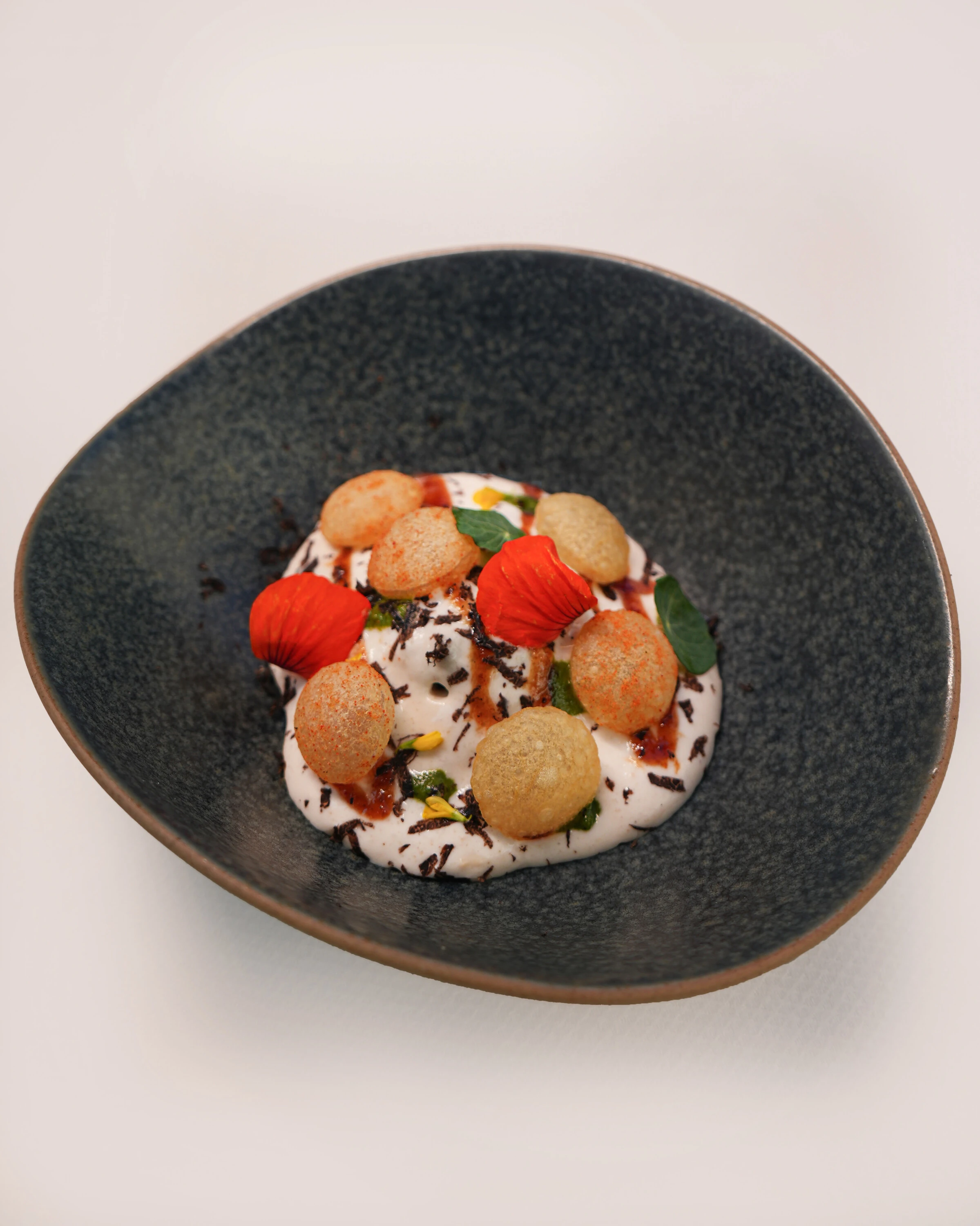 Potato chaat and black truffle at Indian Accent