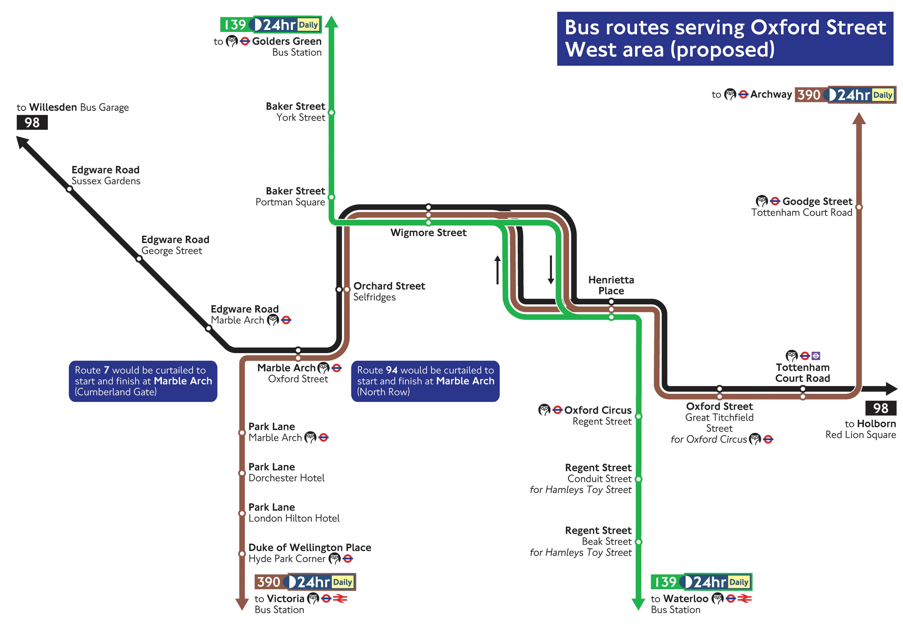 Proposed changed to Oxford Street daytime bus routes 