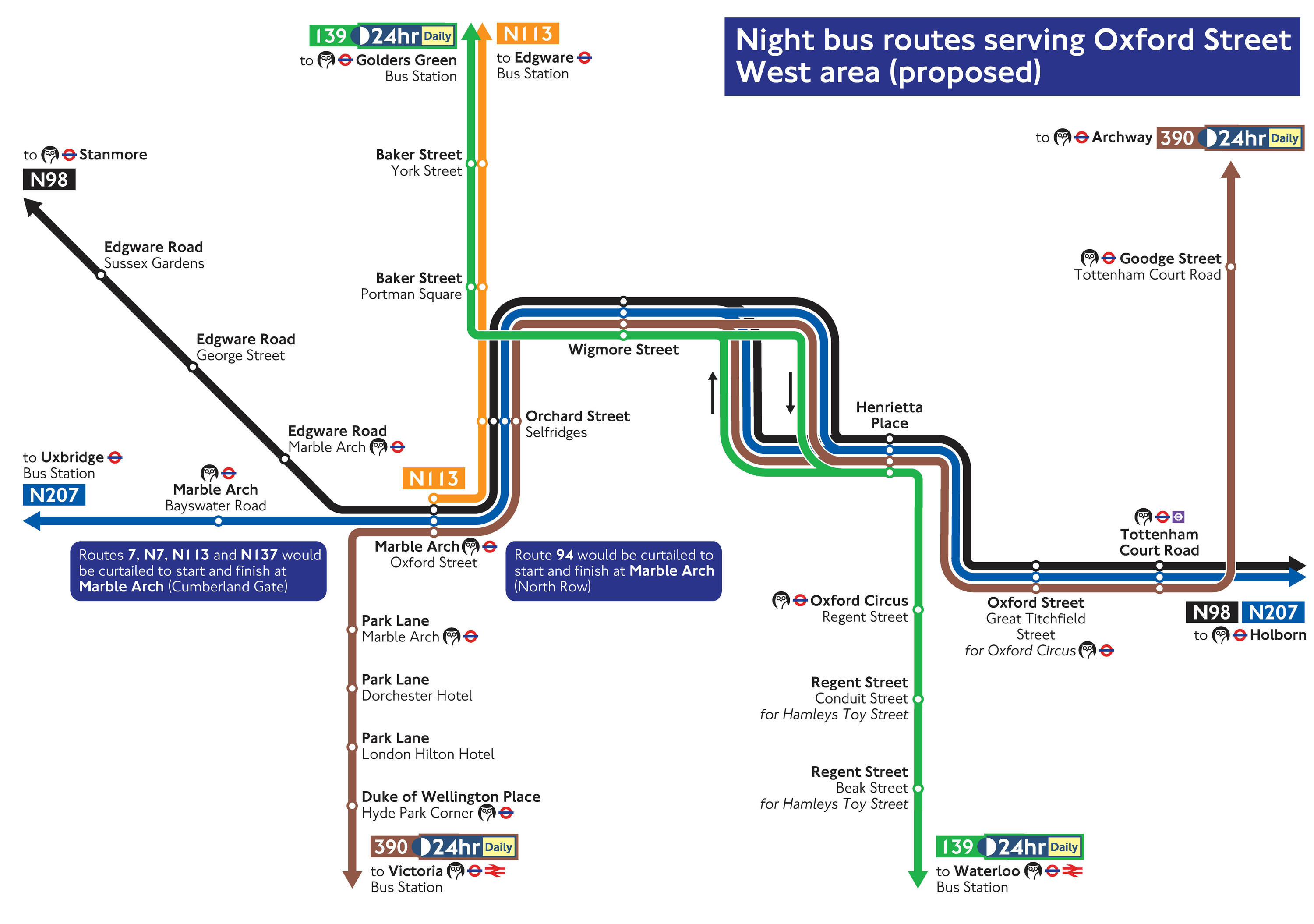 Proposed changed to Oxford Street night bus routes