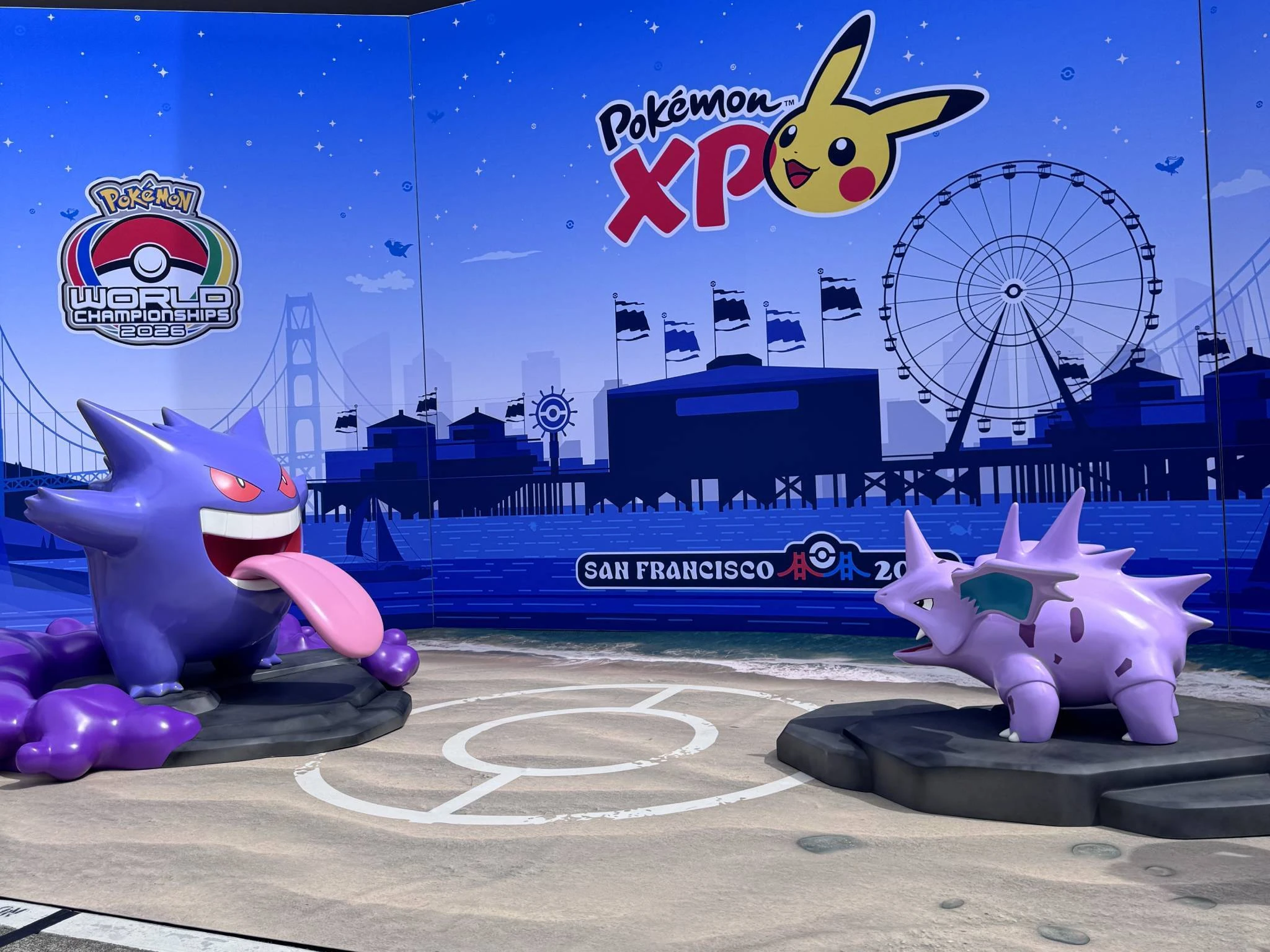 Gengar and Nidorino face off on Rayquaza Road at Pok&eacute;monXP in San Francisco
