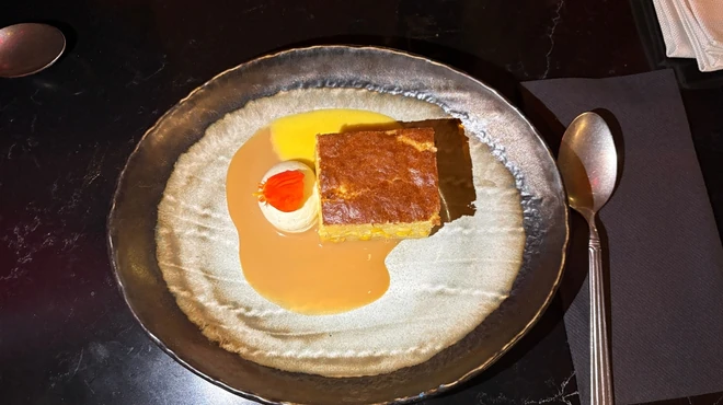 Sweet corn cake with cajeta