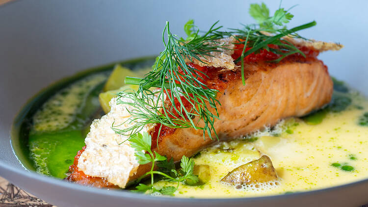 Helsinki's best salmon soup in the Ariel restaurant