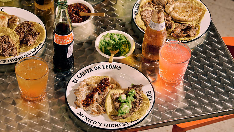 Tacos on a metal table