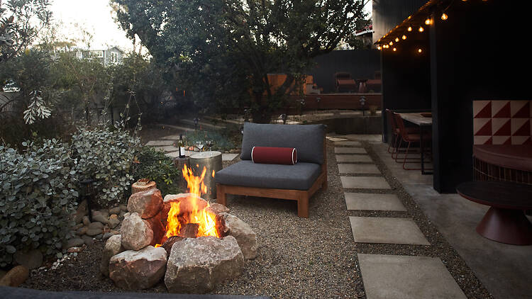 Fire pit in a garden