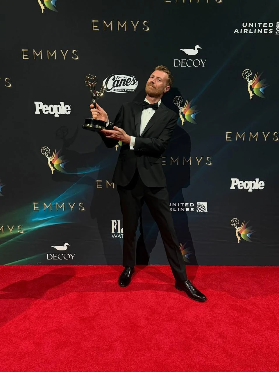 Rick Treweek with his Emmy for Outstanding Emerging Media Programme.