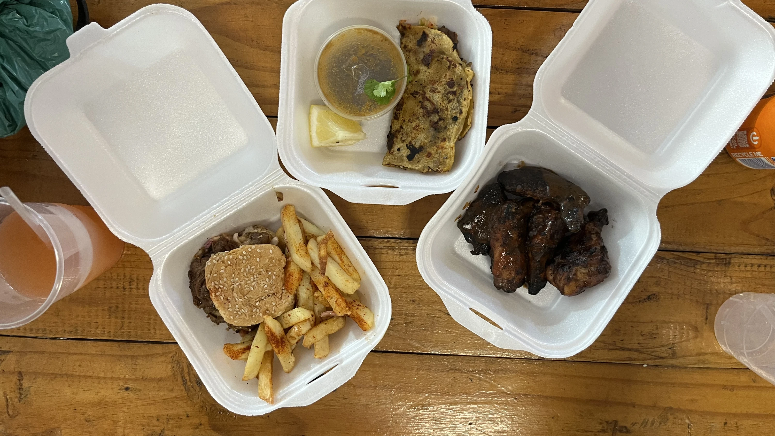 A little bit of everything: our Saturday food crawl included Thai street food, smoky meat, burgers and chips.