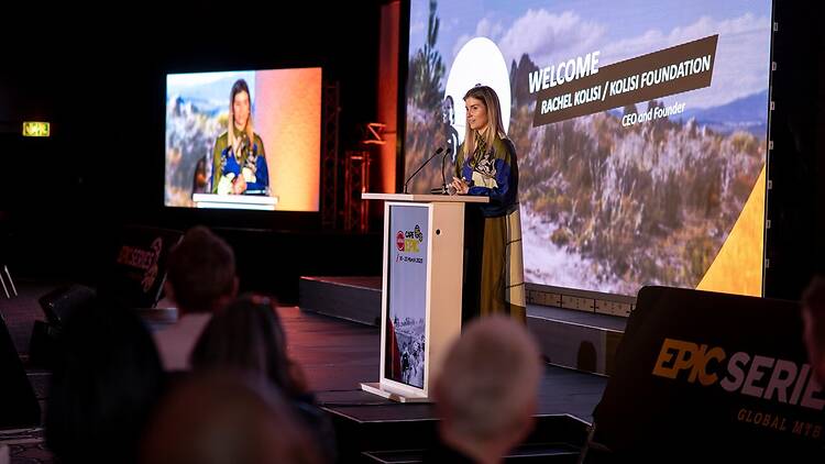 Rachel Kolisi shares her story on stage during a previous Falling Forward event.