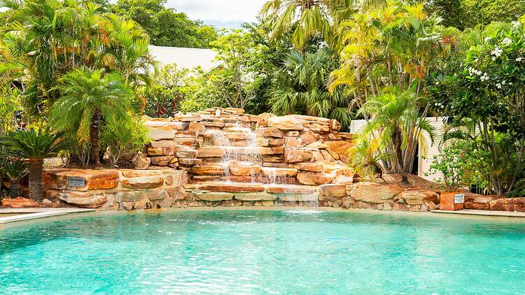 Pool with waterfall feature