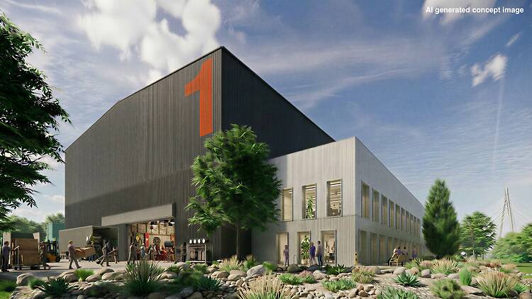 AI-generated concept image of Crown Works film studios