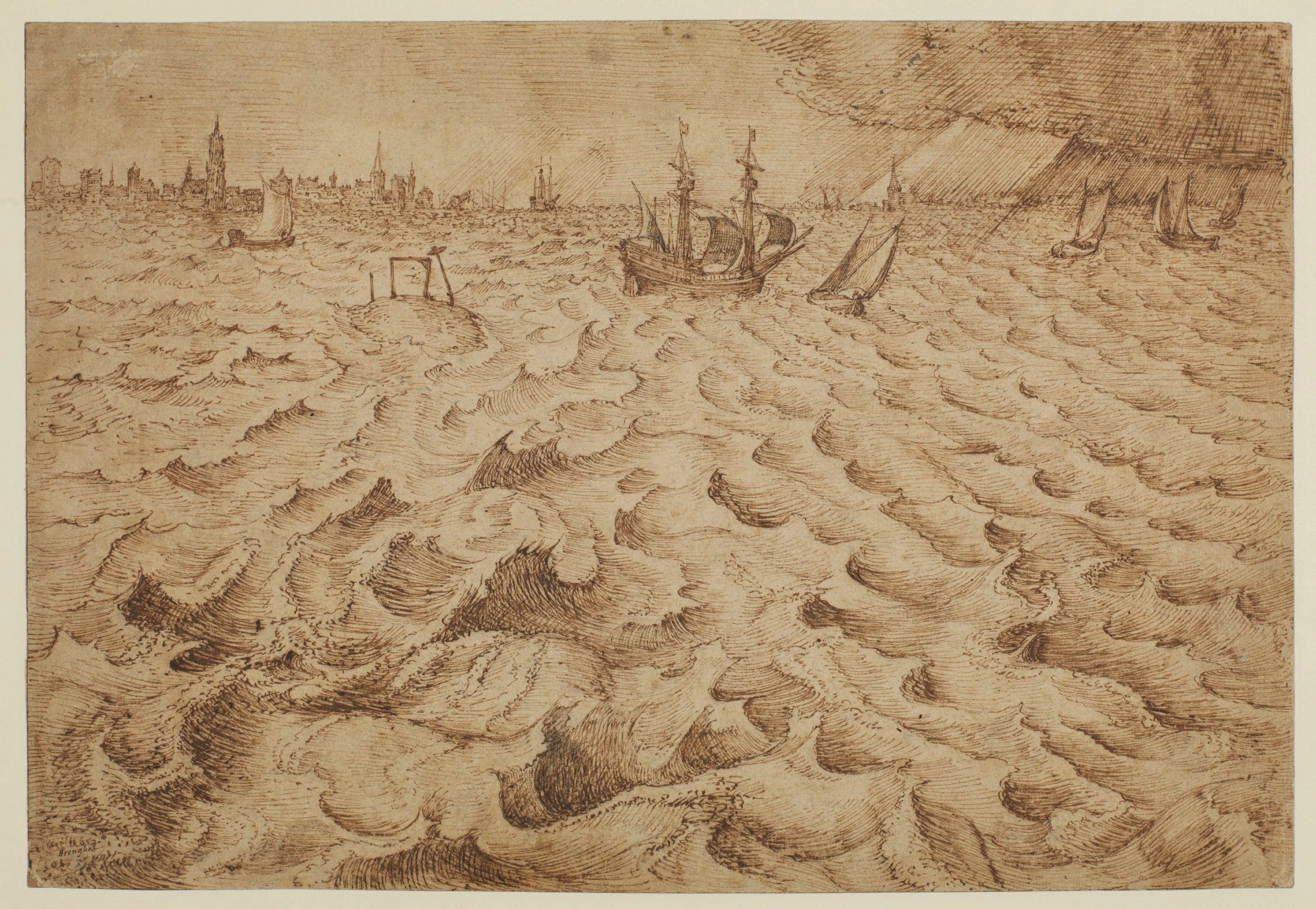 Pieter Bruegel the Elder, &lsquo;A storm on the River Schelde with a view of Antwerp&rsquo; (c.1555), Courtauld Gallery, London (Samuel Courtauld Trust).