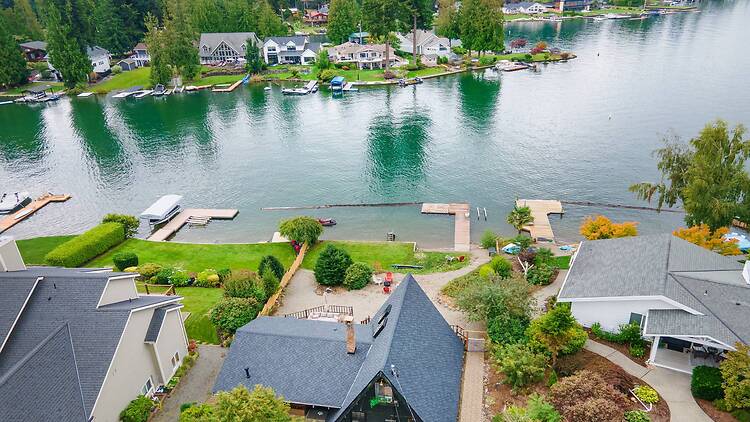 Best for private lake access: The rustic A-frame cabin Best for private lake access: The rustic A-frame cabin