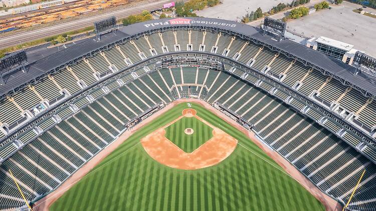 An aerial view of the White Sox's Rate Field An aerial view of the White Sox's Rate Field
