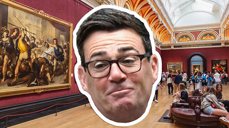 Andy Burnham’s head over an art gallery Andy Burnham’s head over an art gallery
