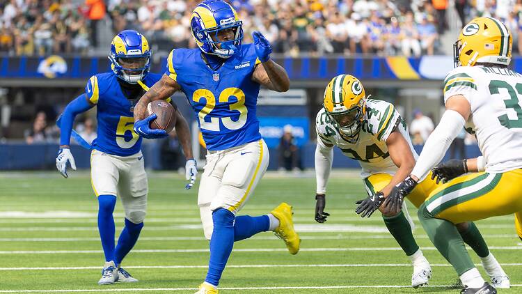Los Angeles Rams during a 2024 game against the Green Bay Packers Los Angeles Rams during a 2024 game against the Green Bay Packers