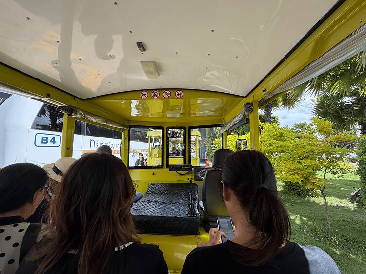 All aboard a tiny yellow tram All aboard a tiny yellow tram