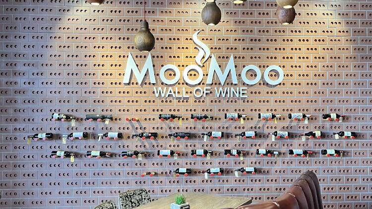 Check out Moo Moo's wall of wine, it's quite the spectacle!