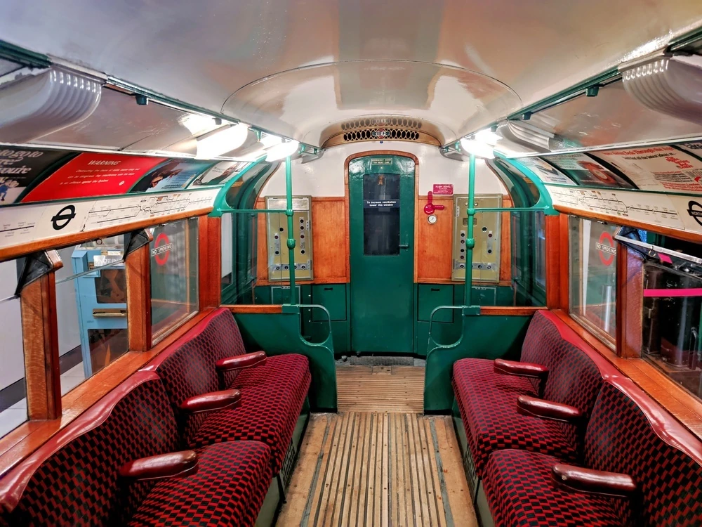 Vintage London Underground train at the London Transport Museum