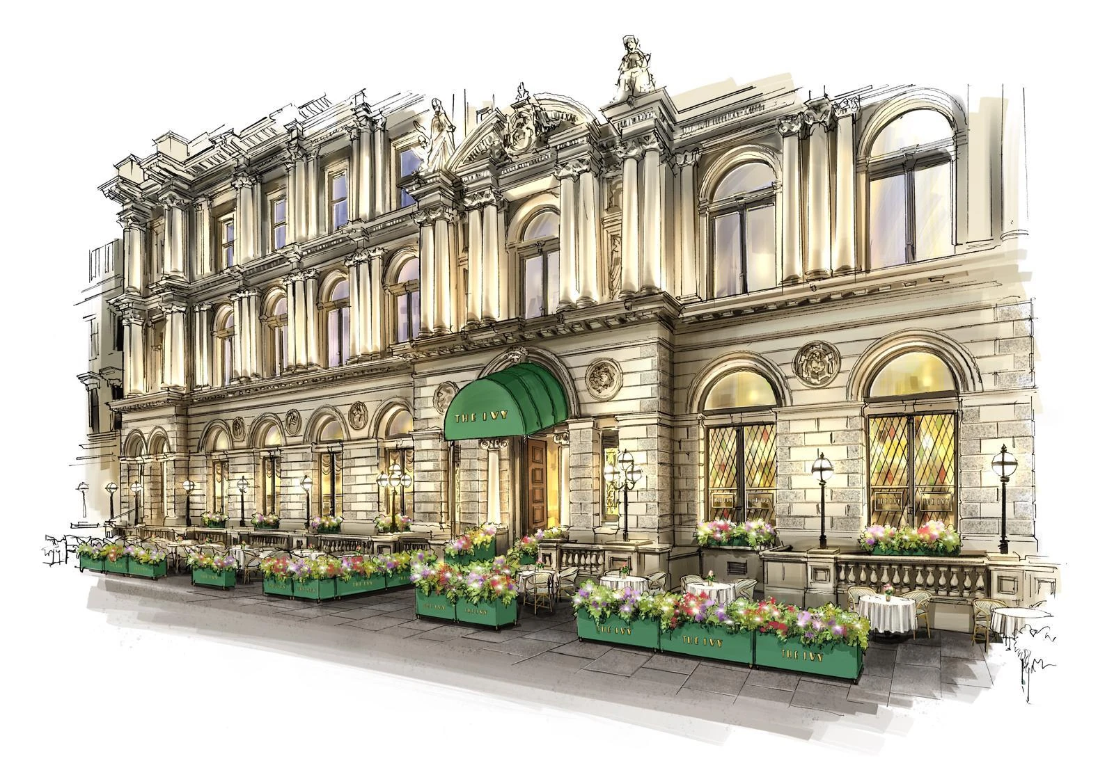 Illustration of the Ivy Glasgow Brasserie and Ivy Asia Glasgow exterior