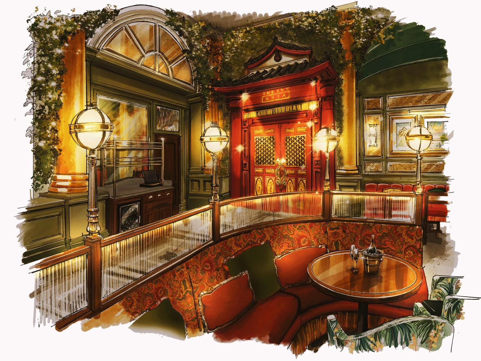 Illustration of the Ivy Asia Glasgow entrance