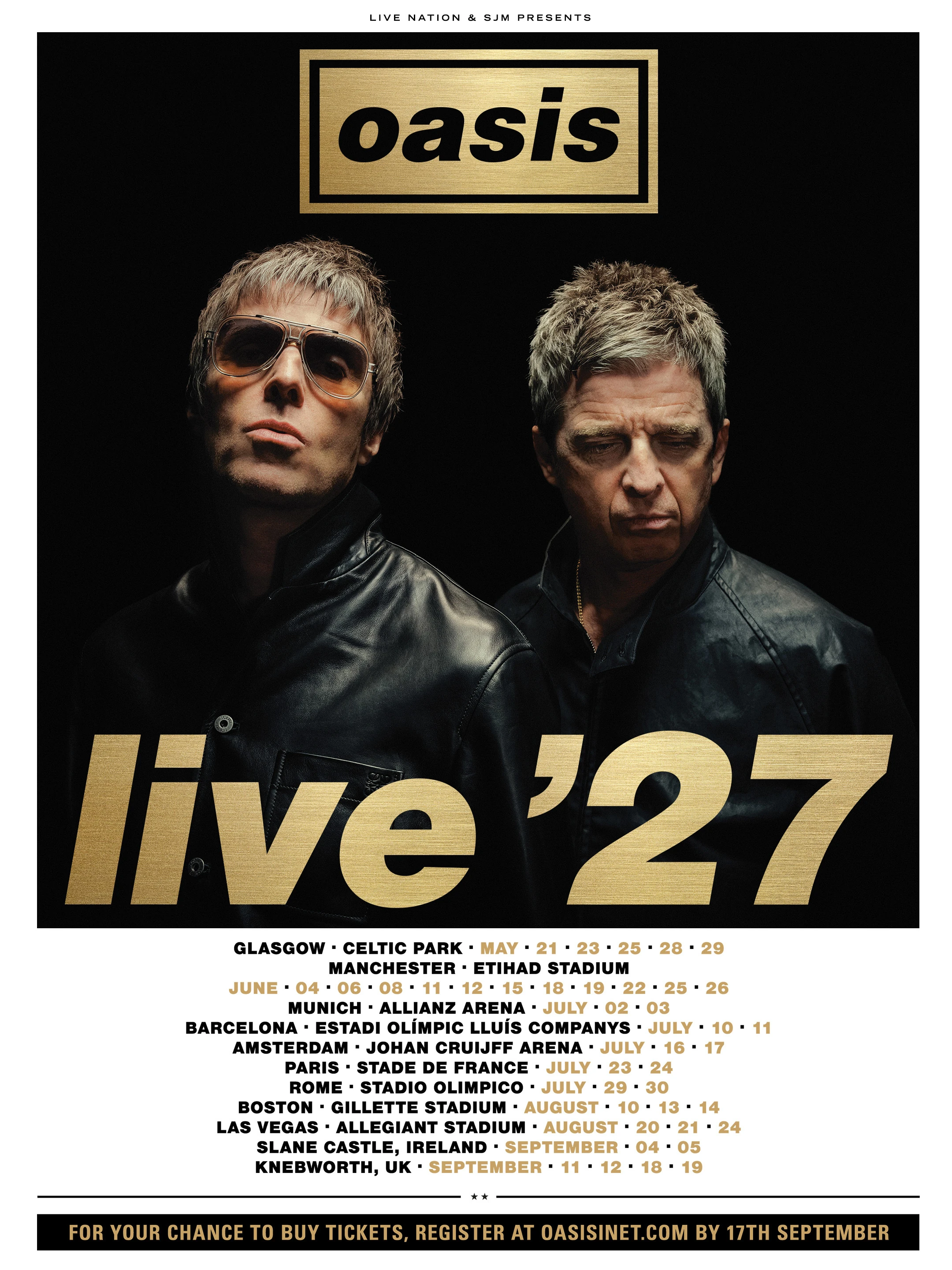 Oasis Live &rsquo;27 tour dates