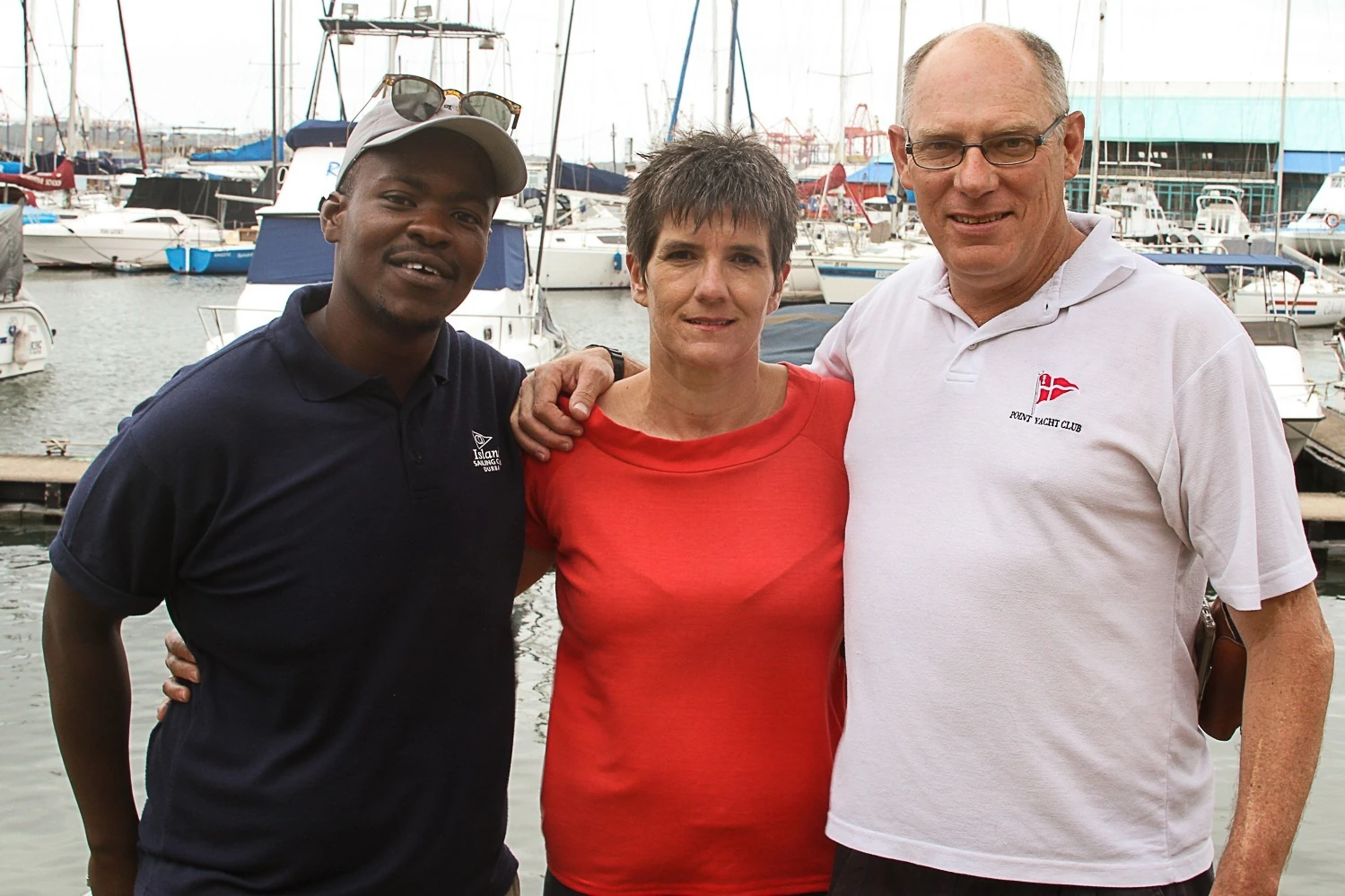 Refeloa Zililo, Estelle Buys and Myles White are pictured after participating in the Bar Anniversary Cup Dinghy race.