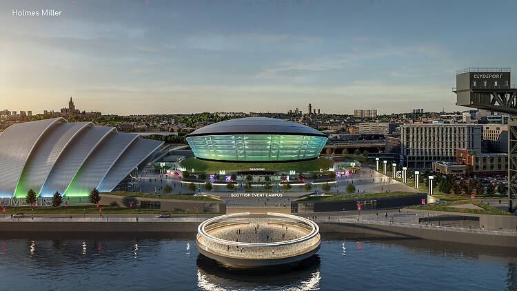 Render of new floating stage at Scottish Events Campus 