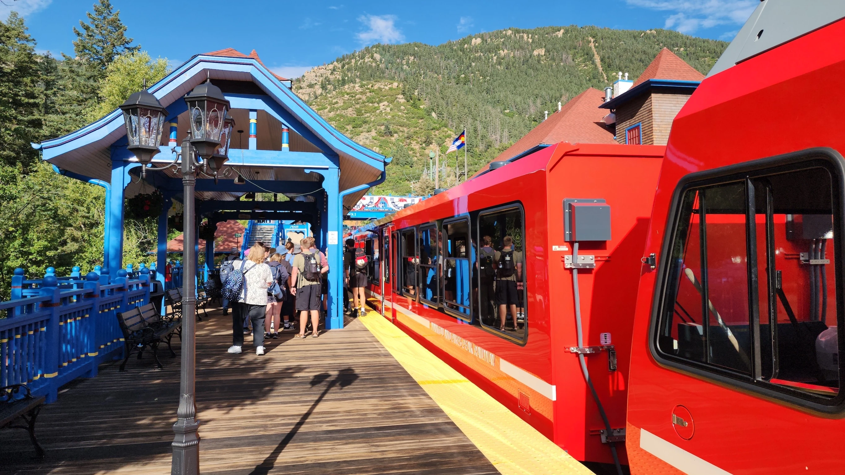 Boarding the Pikes Peak Cog Railway