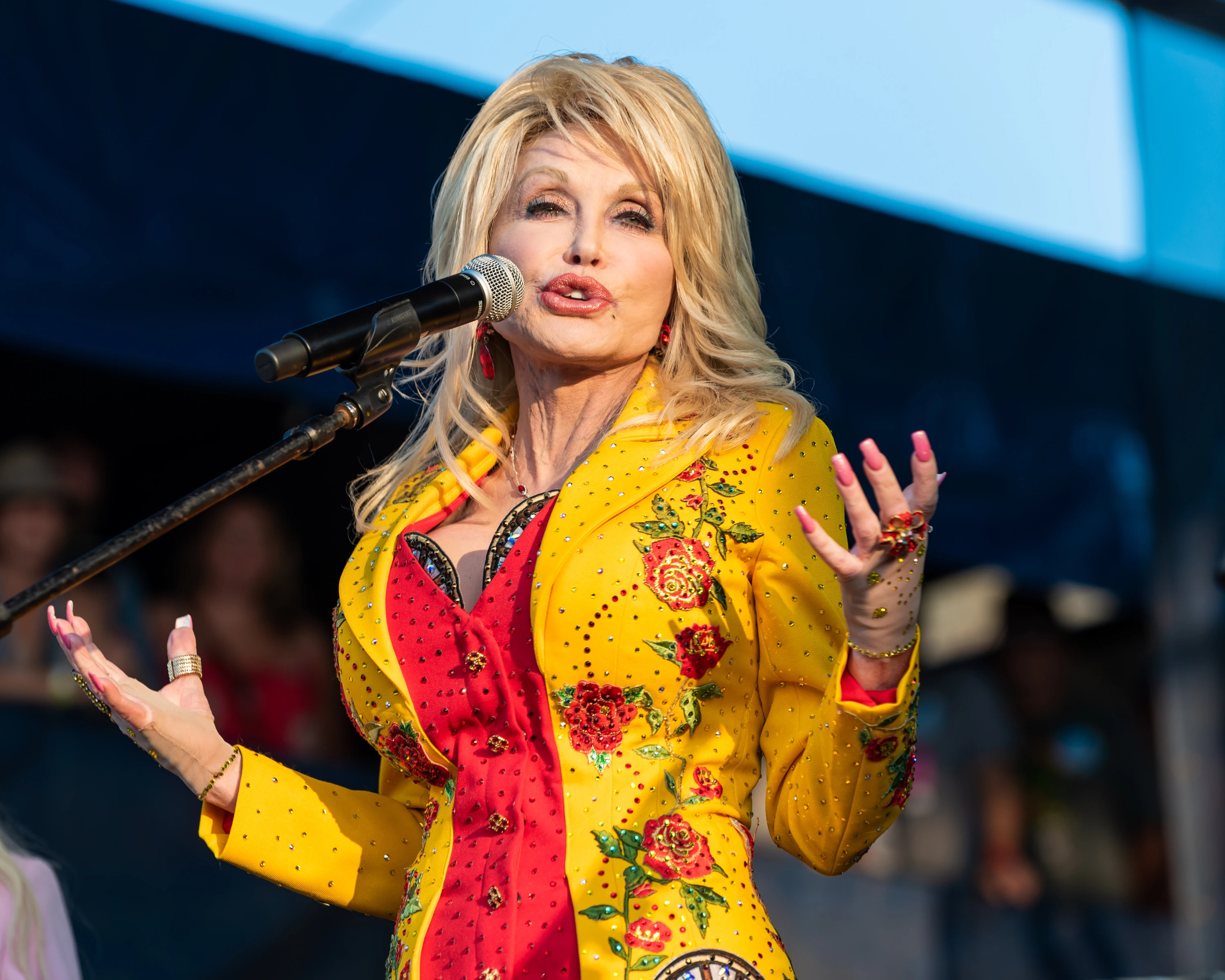 Dolly Parton performing in Newport, Rhode Island