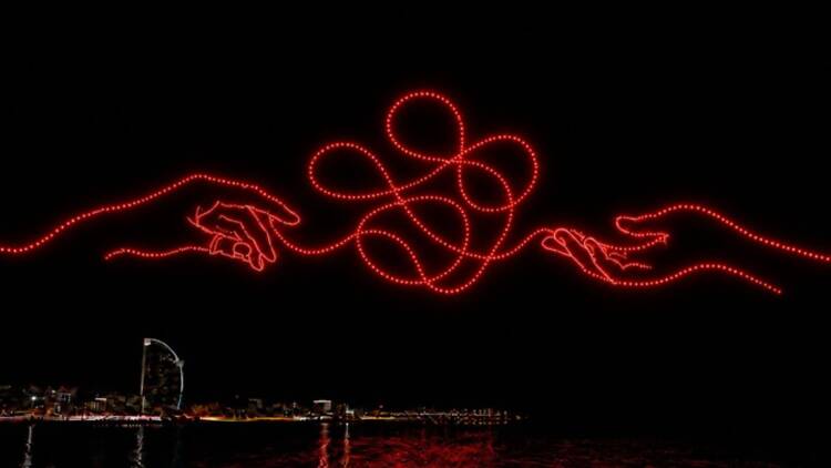 Espectacle de drons "El fil vermell. De Barcelona a Shangai"
