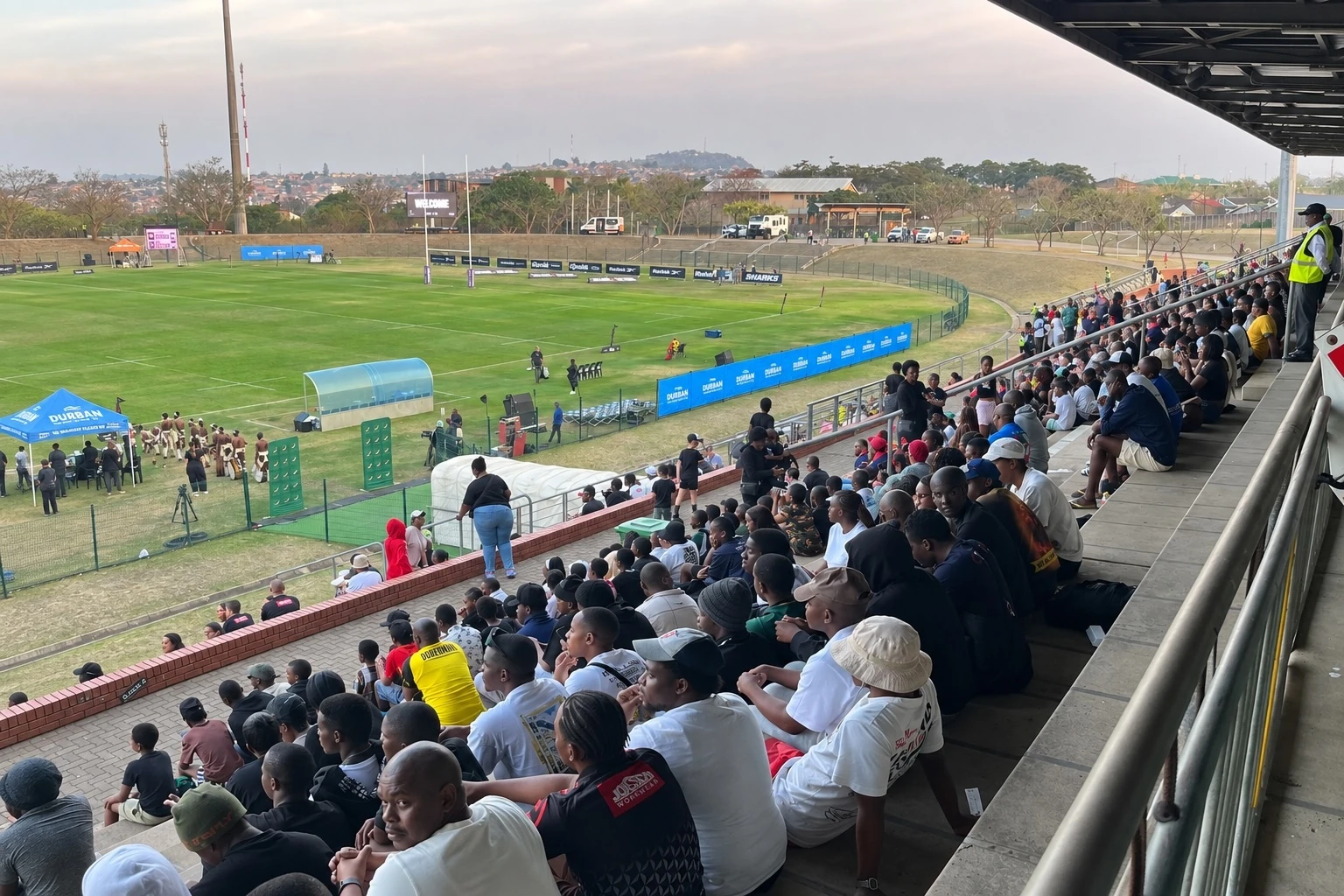 The crowd settles in for an afternoon of Currie Cup rugby in KwaMashu.